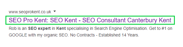 Search snippet highlighting page title